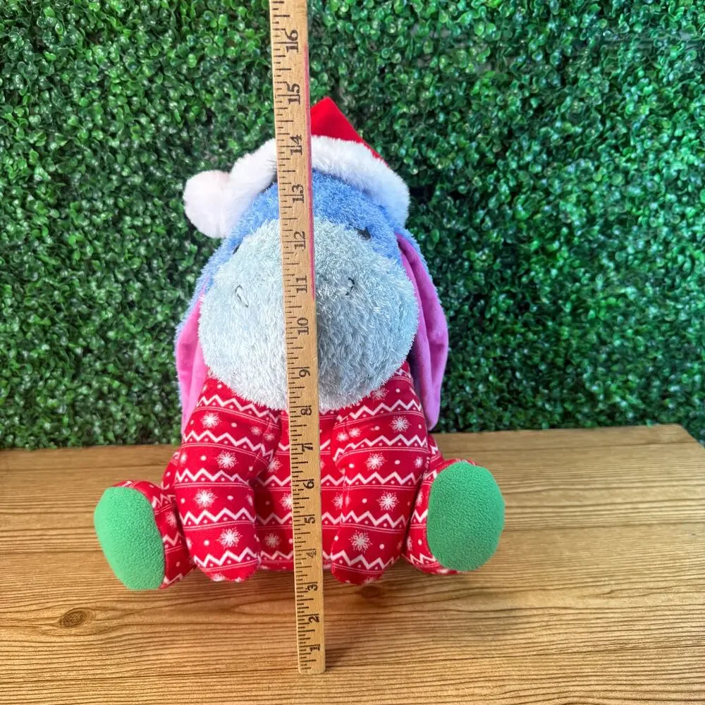 Disney Eeyore Holiday Weighted Plush Wearing Christmas Santa Hat Rare HTF Gift